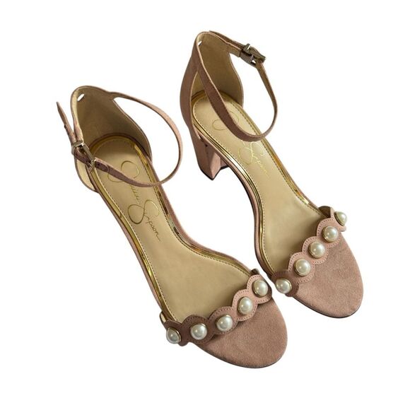 NWT Jessica Simpson Women's Size 8, Pink and Gold Monraley Sandals with Pearls - Picture 6 of 8
